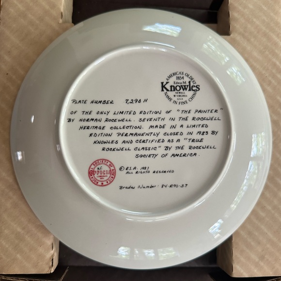 1982 Norman Rockwell “The Painter” Knowles Plate COA Box Rockwell Heritage USA - Picture 9 of 15